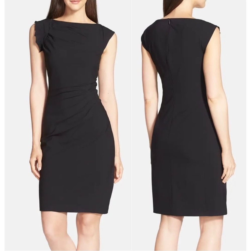 Hugo Boss Daperla Black Wool Ruffle Sheath Dress Career Womens Size 10